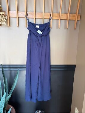 NWT Urban Outfitters Navy Tie-Front Wide-Leg Jumpsuit Size XS